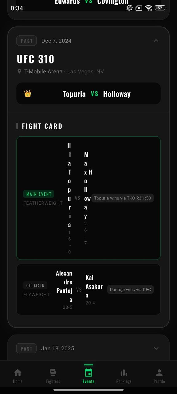 Beton Open MMA events screen